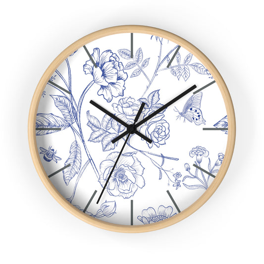 Floral Toile Wall Clock