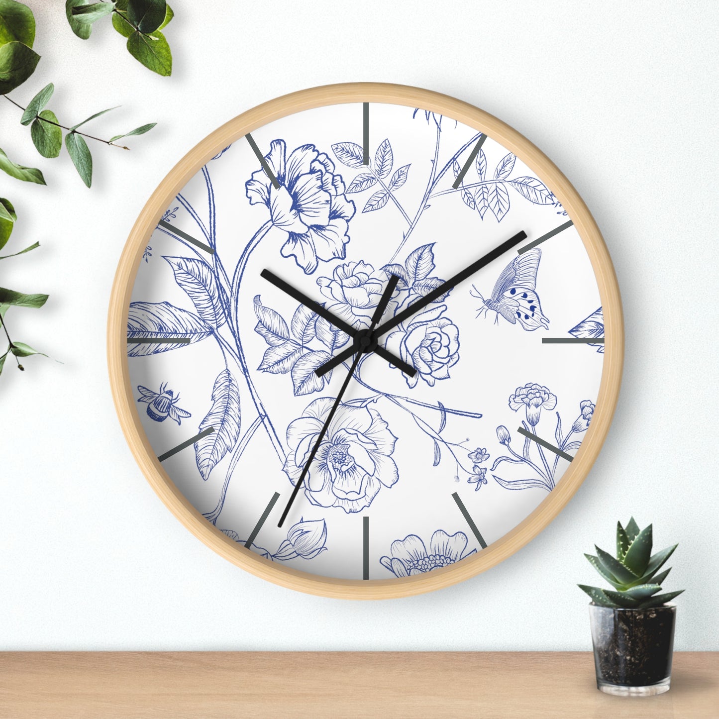 Floral Toile Wall Clock