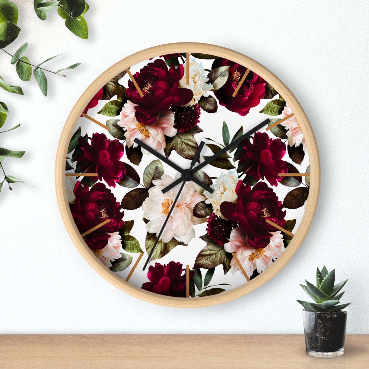 Dark Floral Wall Clock