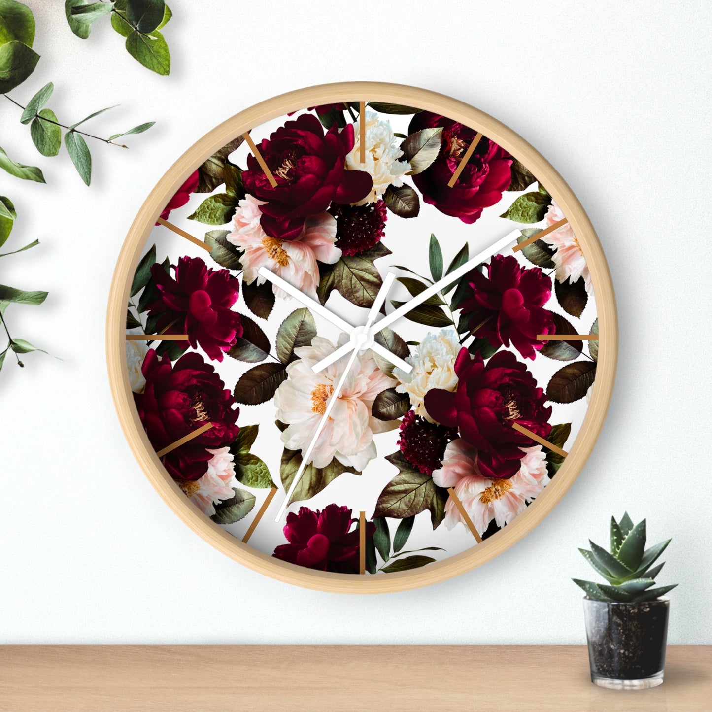 Dark Floral Wall Clock