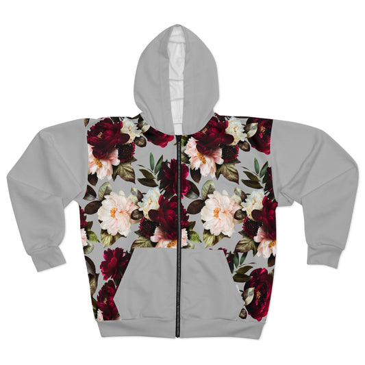 Red Rose Zip Hoodie (AOP)