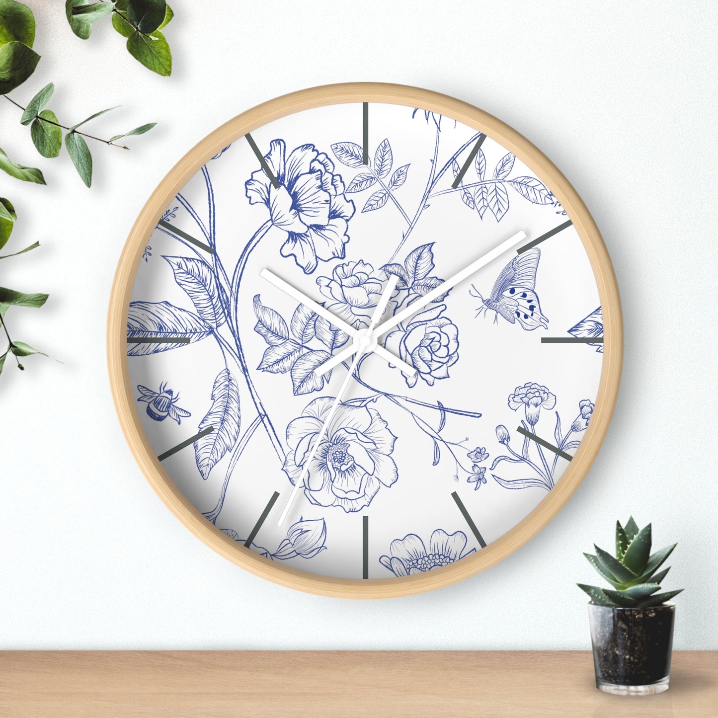 Floral Toile Wall Clock